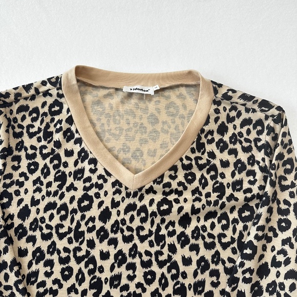 Yidarton Women’s Leopard Print 3/4 Sleeve T-Shirt Top Size Large - Picture 2 of 6
